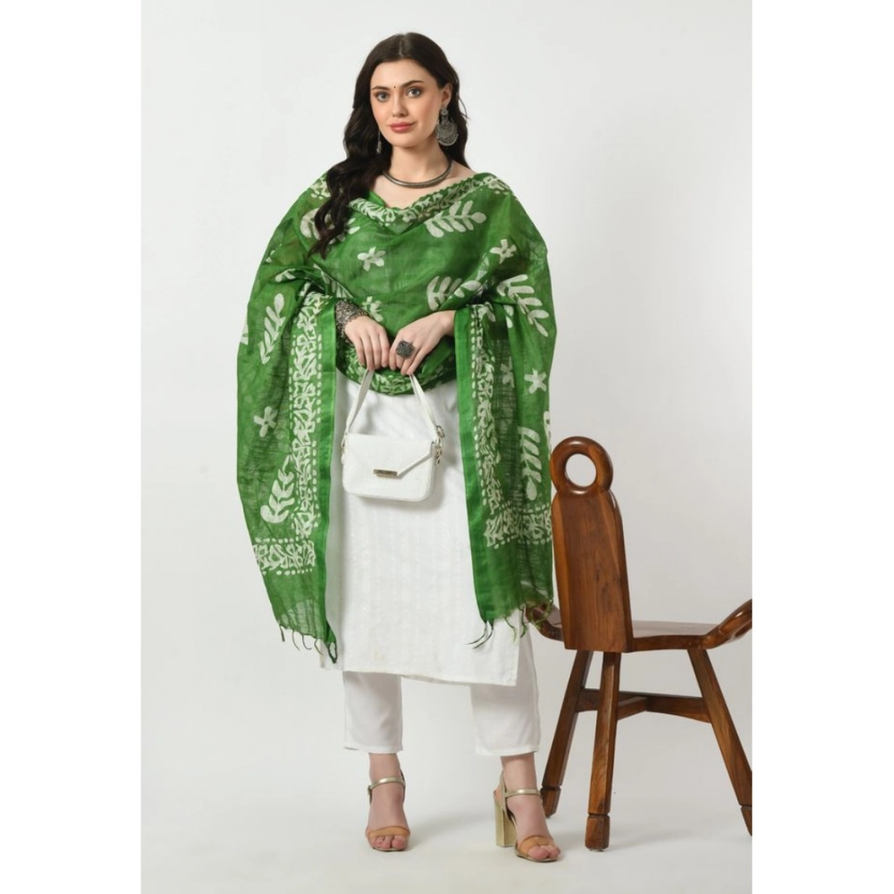 Women's Cotton Printed Dupatta (Green, Length: Free Size) - Image 2