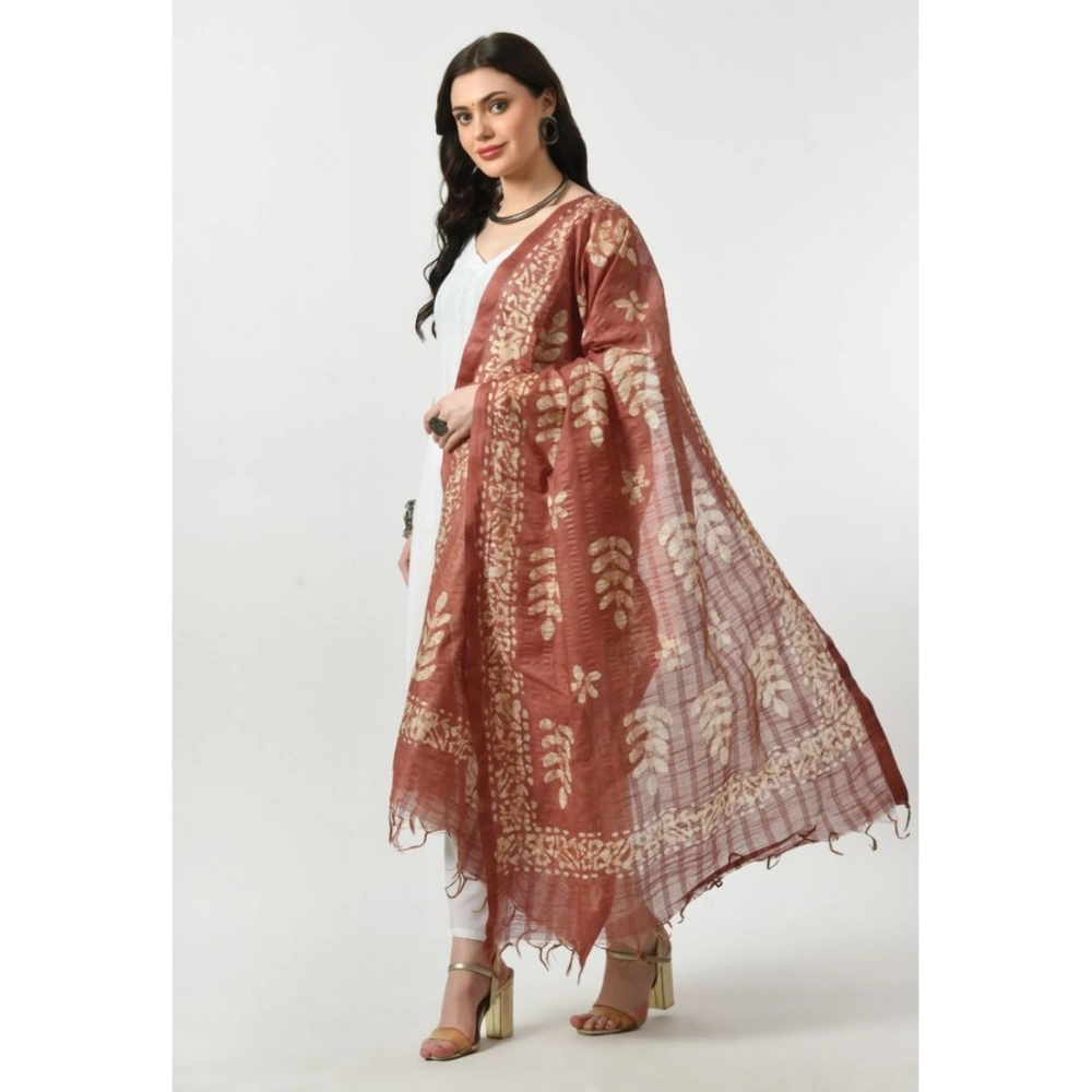 Women's Cotton Printed Dupatta (Brown, Length: Free Size) - Image 3