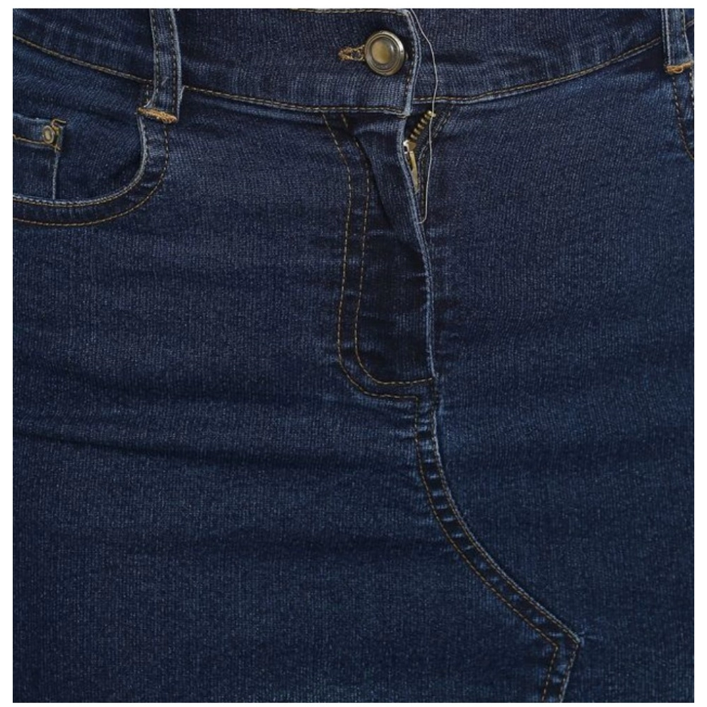 Women's Denim Stitching Pattern Buttoned Skirt (Blue) - Image 2