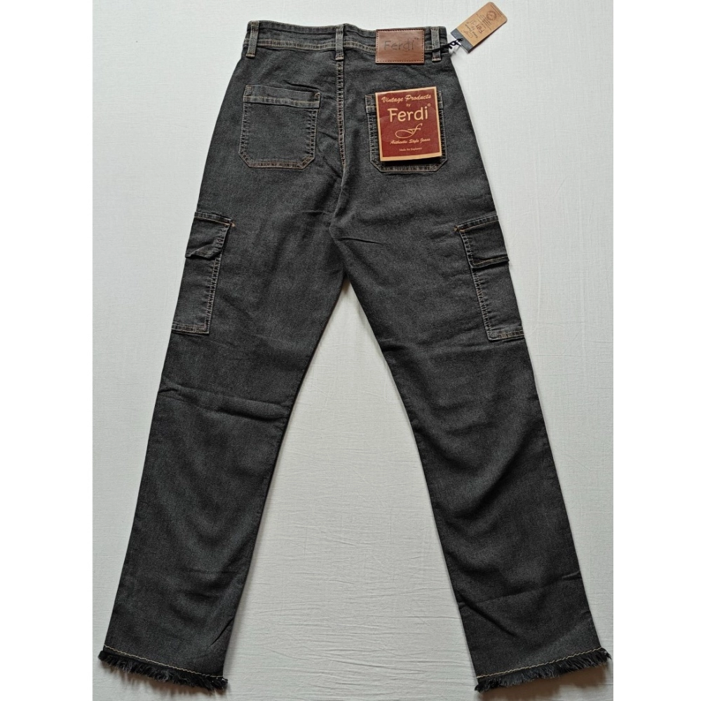 Women's Cotton Blended Solid Cargo Straight Fit (Grey) - Image 2