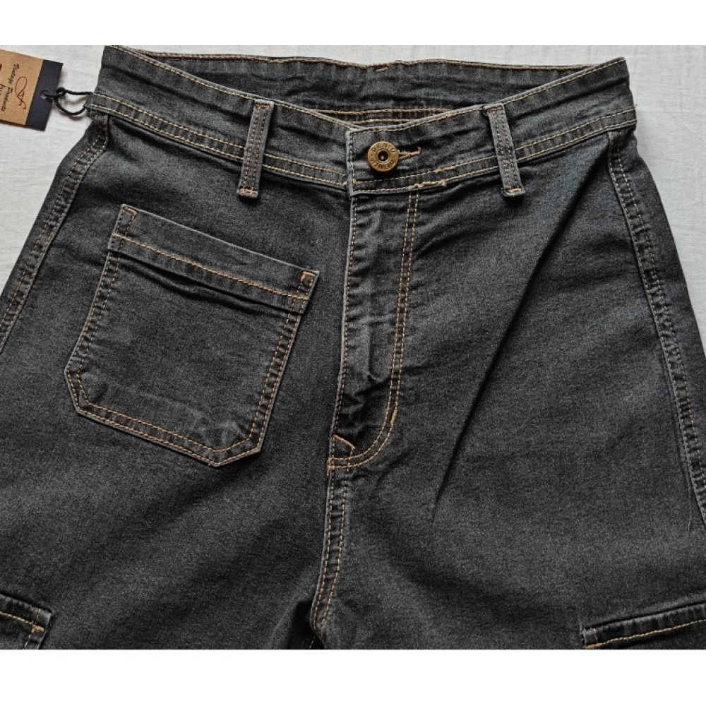 Women's Cotton Blended Solid Cargo Straight Fit (Grey) - Image 4