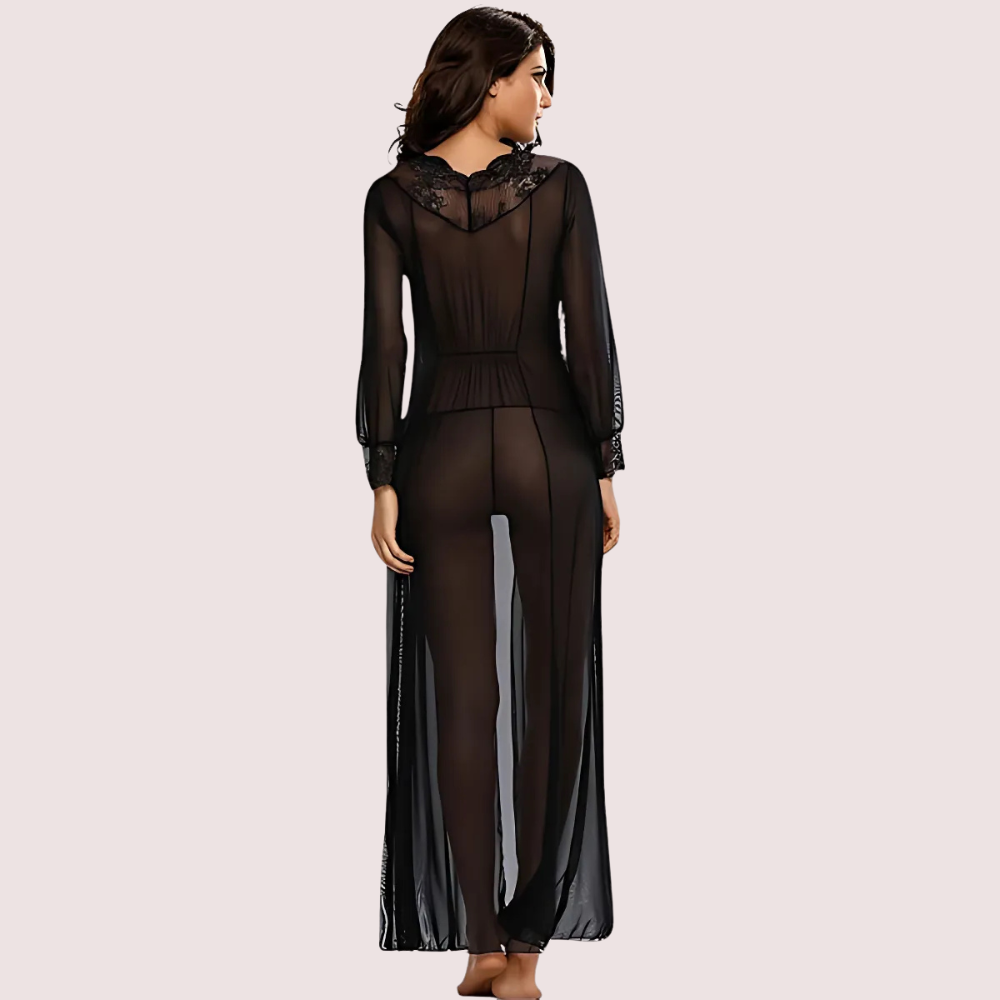 Romantic Sheer Elegance Black Nightgown - Image 4