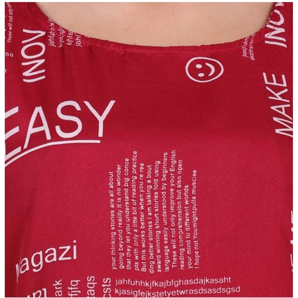 Women's Casual Crepe Sleeveless Slit Dress (Maroon) - Image 4