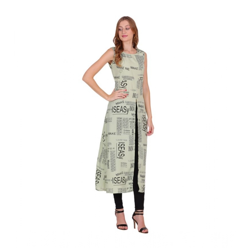 Women's Casual Crepe Sleeveless Slit Dress (Light Green) - Image 4