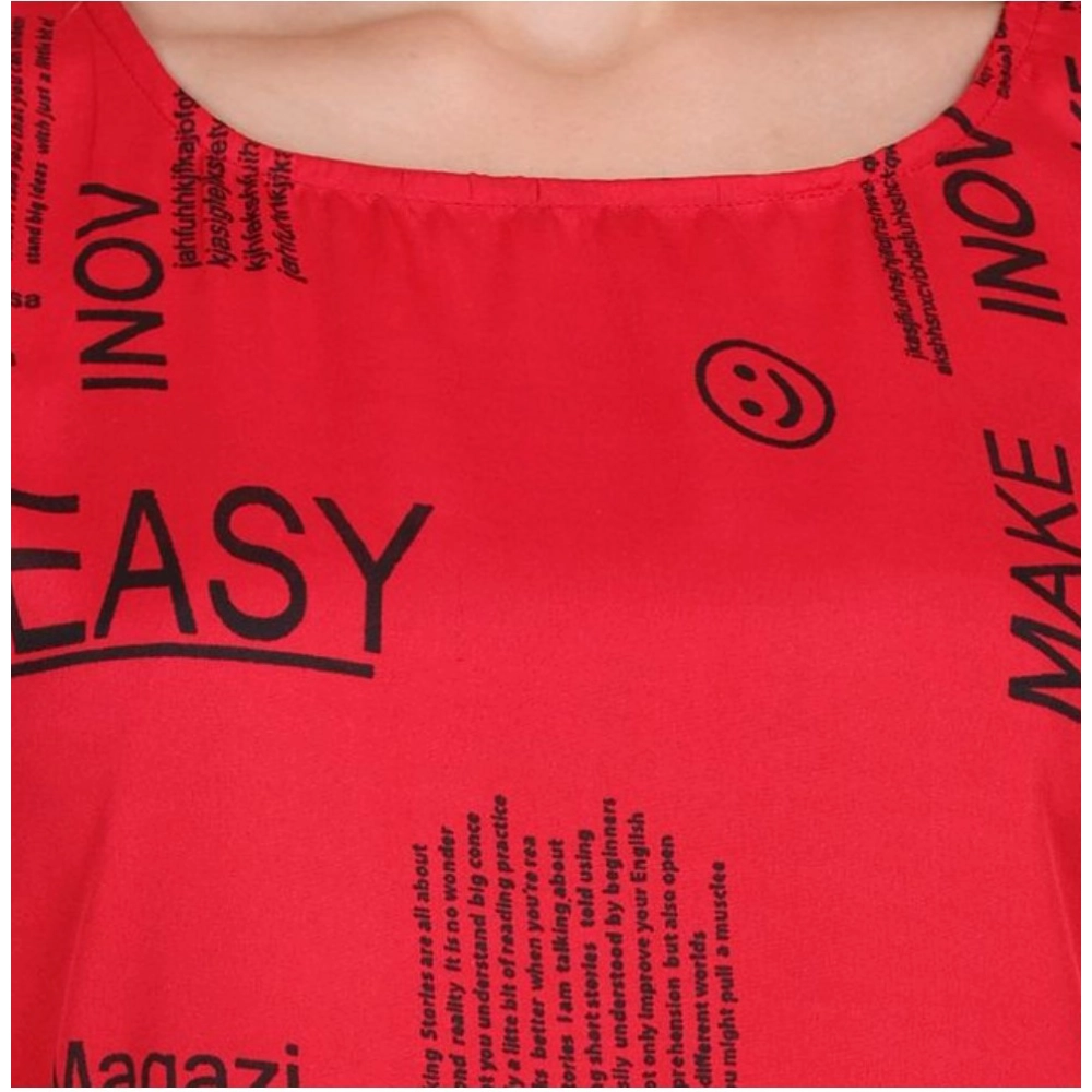 Women's Casual Crepe Sleeveless Slit Dress (Red) - Image 5