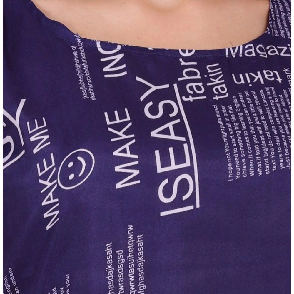 Women's Casual Crepe Sleeveless Slit Dress (Navy Blue) - Image 5