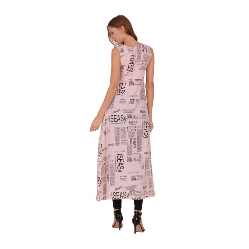 Women's Casual Crepe Sleeveless Slit Dress (Light Pink) - Image 3