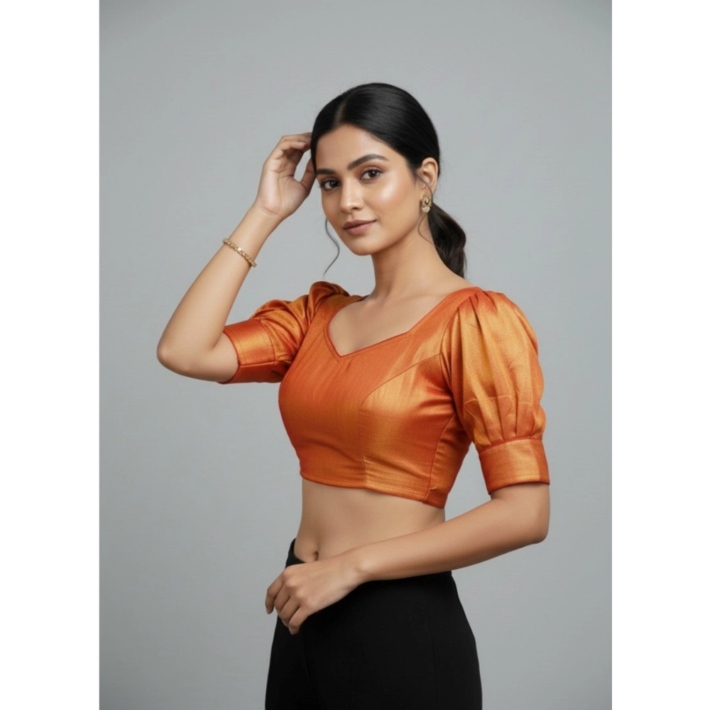 Women's Erode Silk V Neck Padded Blouse (Red, 38 Ready Size (Self-Alterable 36–40) - Image 2