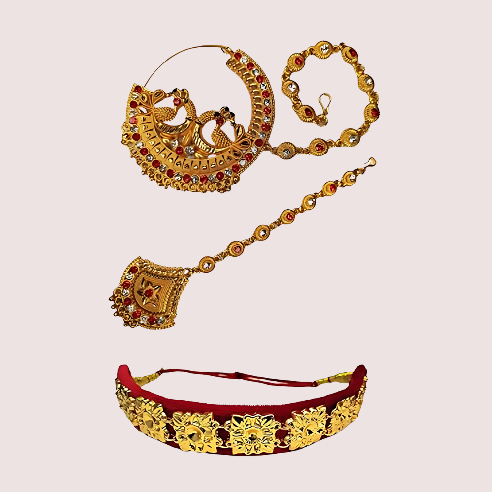 Kumauni Guloband with Nath & Mangtika – Bridal Gold Jewelry Set - Image 4