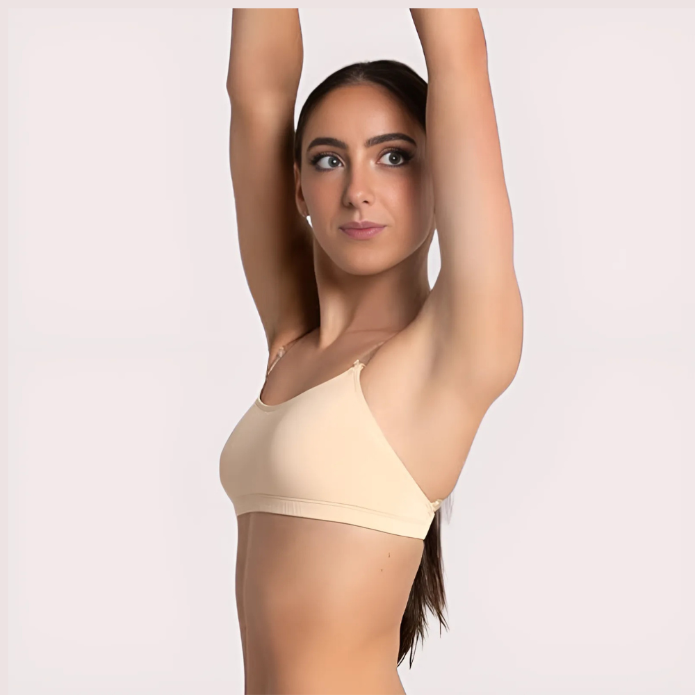 Sexy Tube Bandeau Bra with Transparent Straps in Nude - Image 2