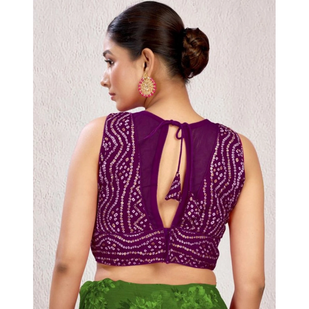 Women's Rayon Cotton Bandhani Printed Halter Neck Non Padded Blouse (Wine 38 Ready (Alterable up to 42) - Image 2