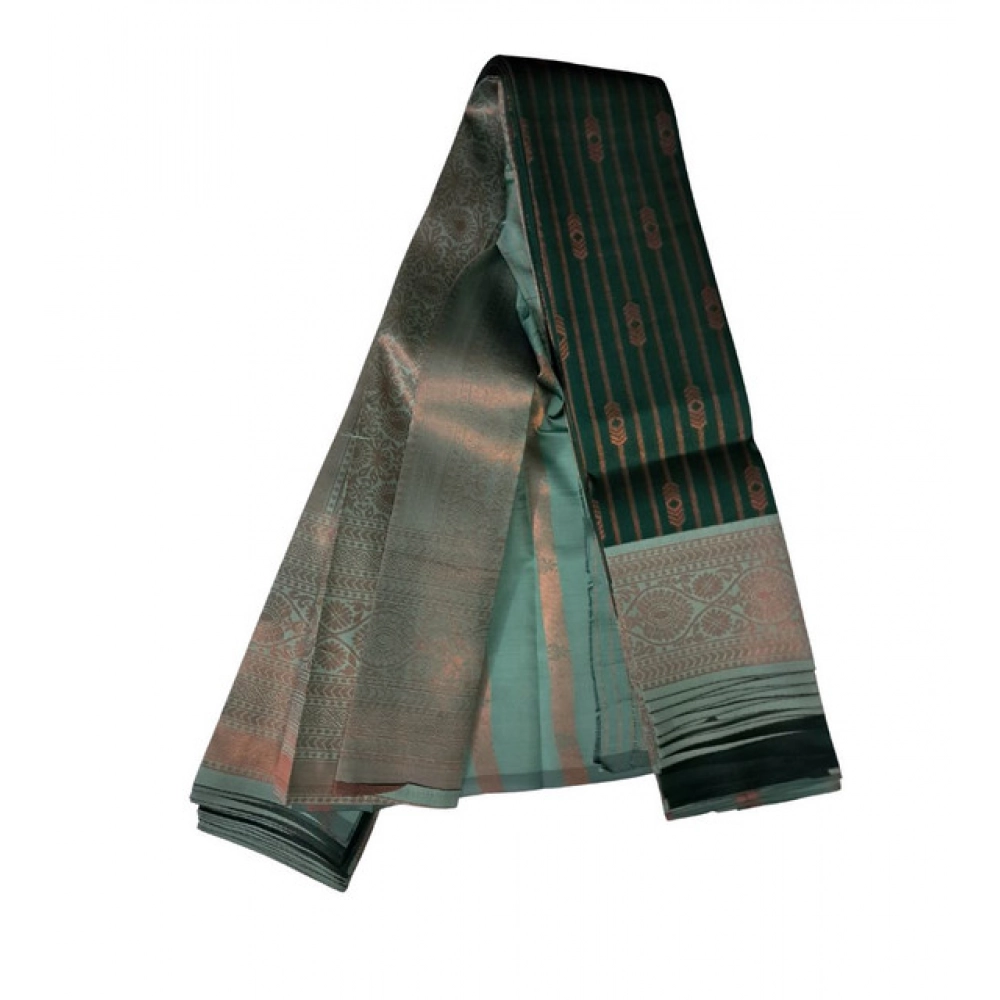 Women's Soft Silk Wooven Saree With Unstitched Blouse 5.5Mtr (Green)