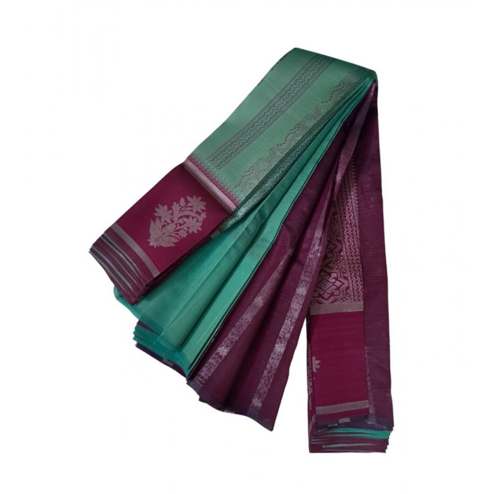 Women's Soft Silk Wooven Saree With Unstitched Blouse 5.5Mtr (Dark Pista)