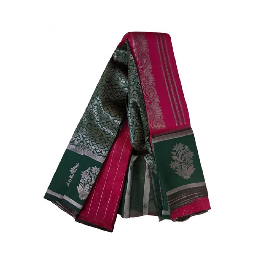 Women's Soft Silk Wooven Saree With Unstitched Blouse 5.5Mtr (Red)