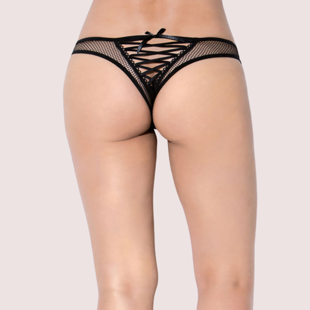 SANS COMPLEXE Black Floral Lace High Waist Thong - Image 2