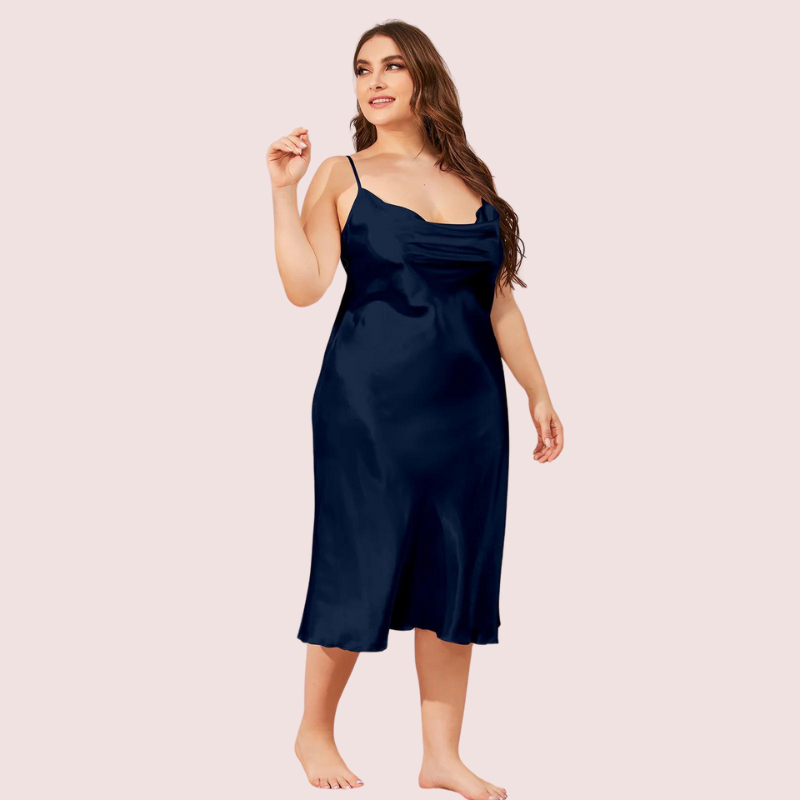 Glamour Satin Cowl Dress – Plus Size - Image 2