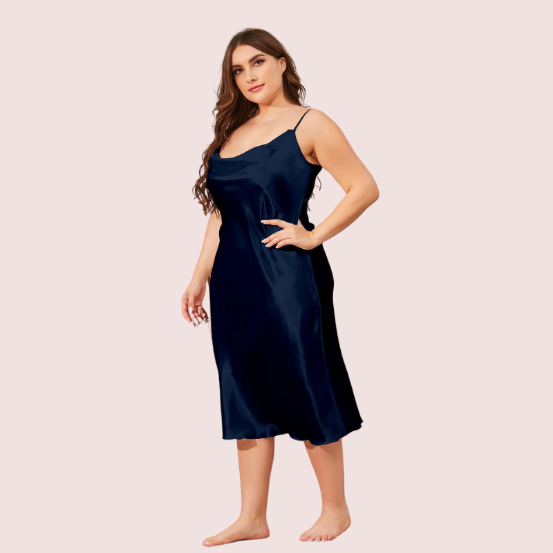 Glamour Satin Cowl Dress – Plus Size - Image 4