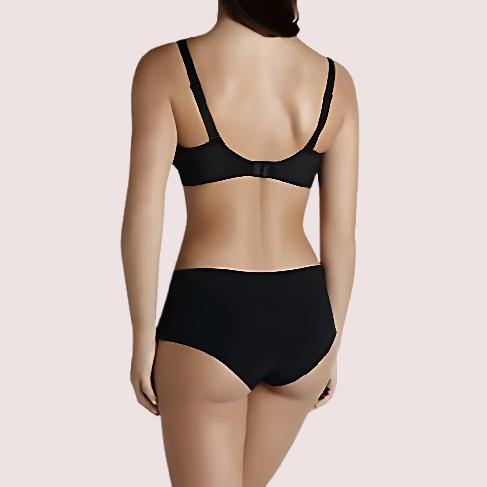 Dashing Black Plunge T-shirt Bra Boyshort Set - Image 2