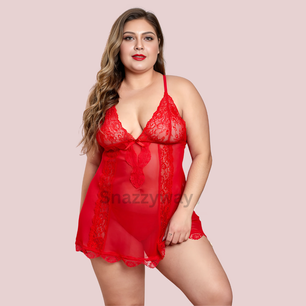 Seductress Lace Mesh Plus Size Babydoll
