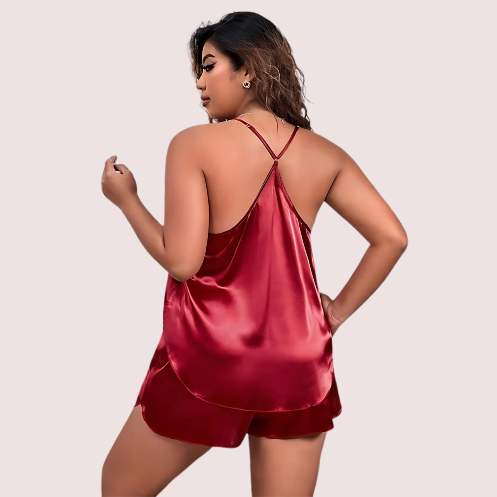 Midnight Glow Silk Cami & Shorts – Plus Size - Image 3