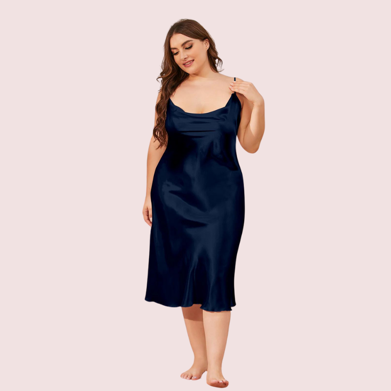 Glamour Satin Cowl Dress – Plus Size - Image 3