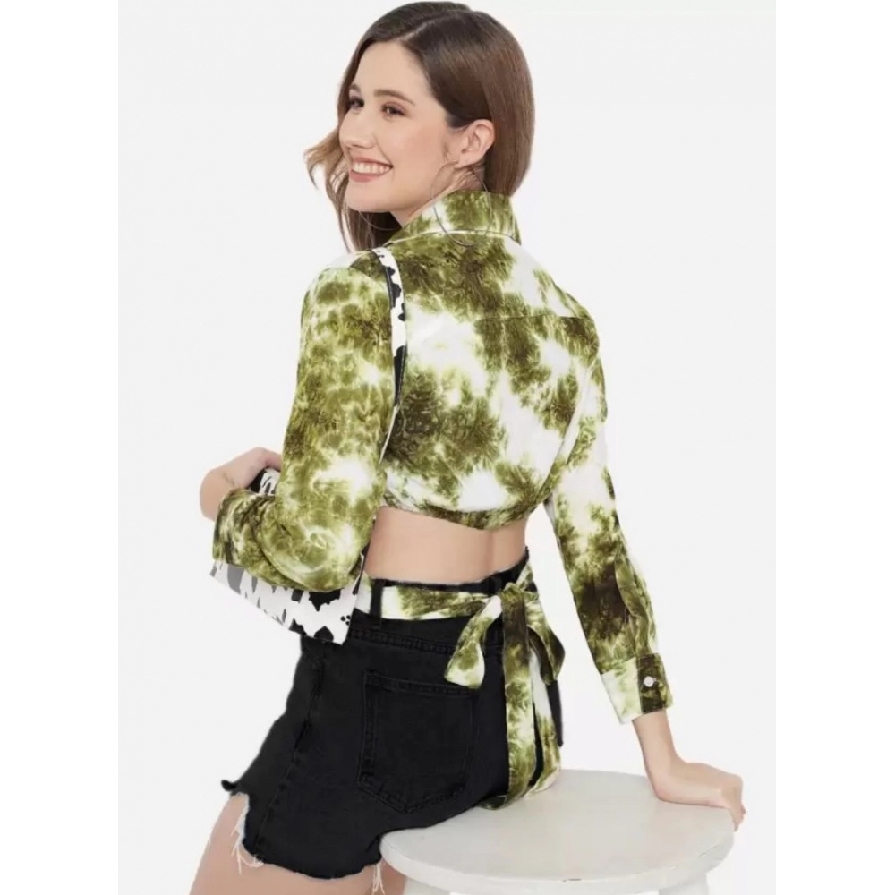 Women's Casual Printed Green Top (Color:Green, Material:Rayon) - Image 3