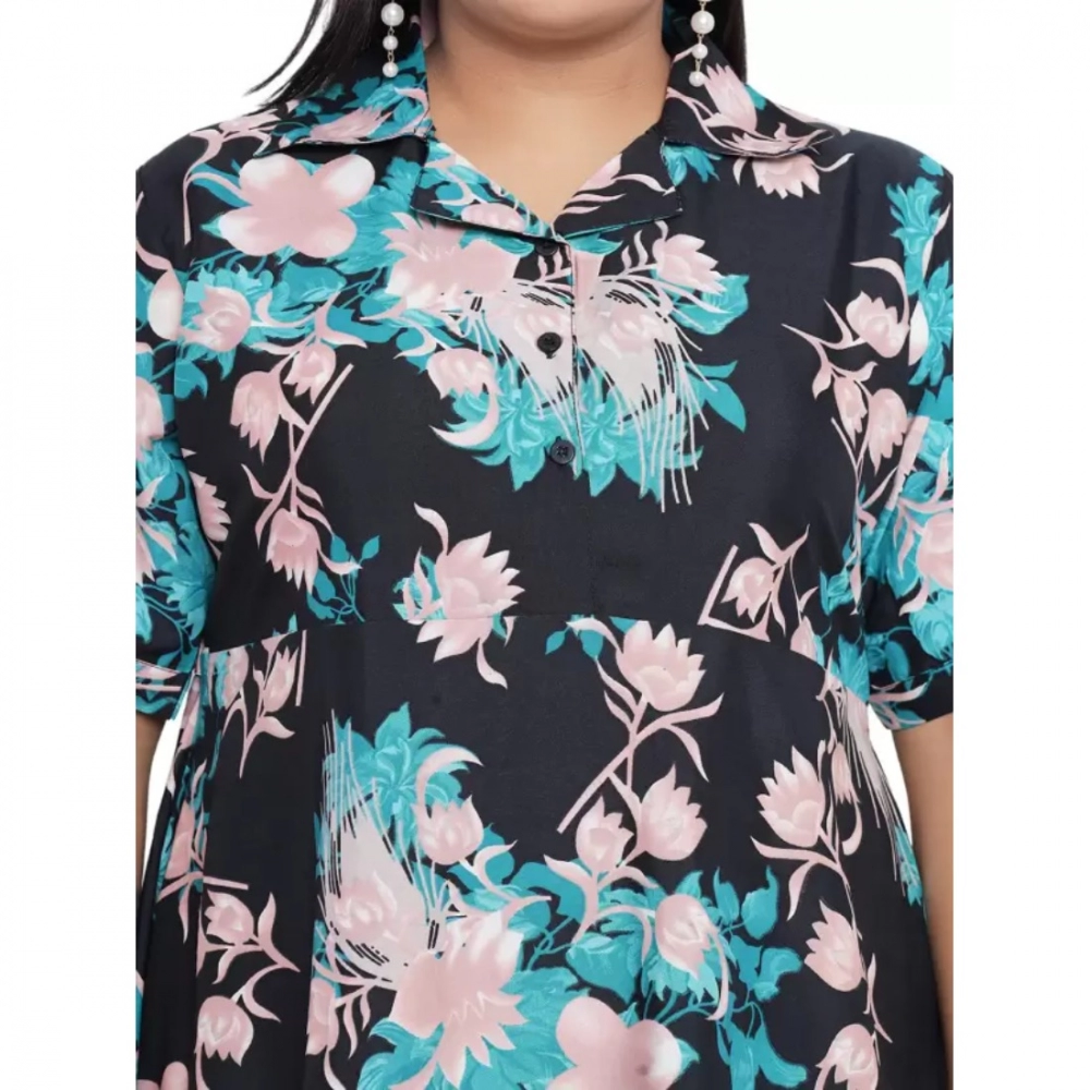 Women's Fit And Flare Green Dress (Color:Multicolor, Material:Polyester) - Image 4