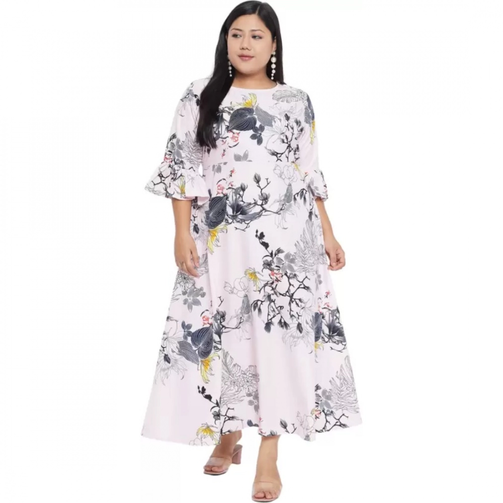 Women's Fit And Flare White Dress (Color:White, Material:Polyester) - Image 3
