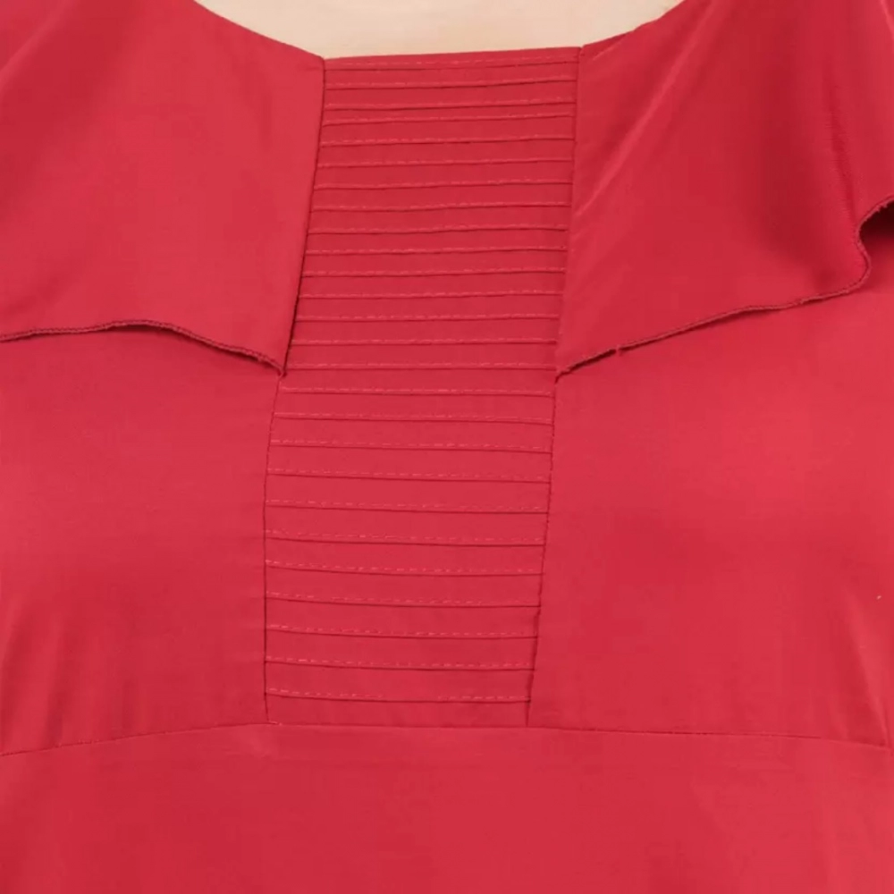 Women's Fit And Flare Maroon Dress (Color:Maroon, Material:Polyester) - Image 3