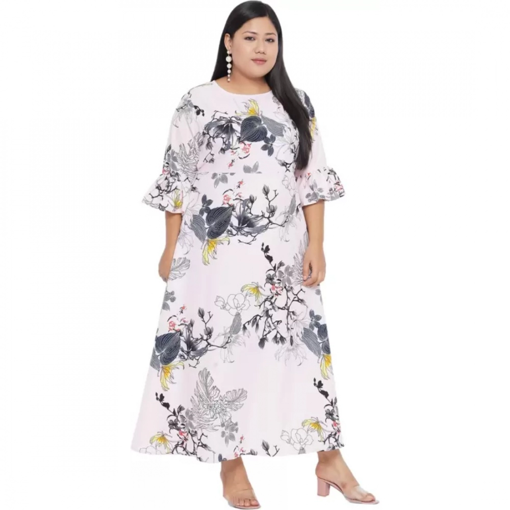 Women's Fit And Flare White Dress (Color:White, Material:Polyester) - Image 2