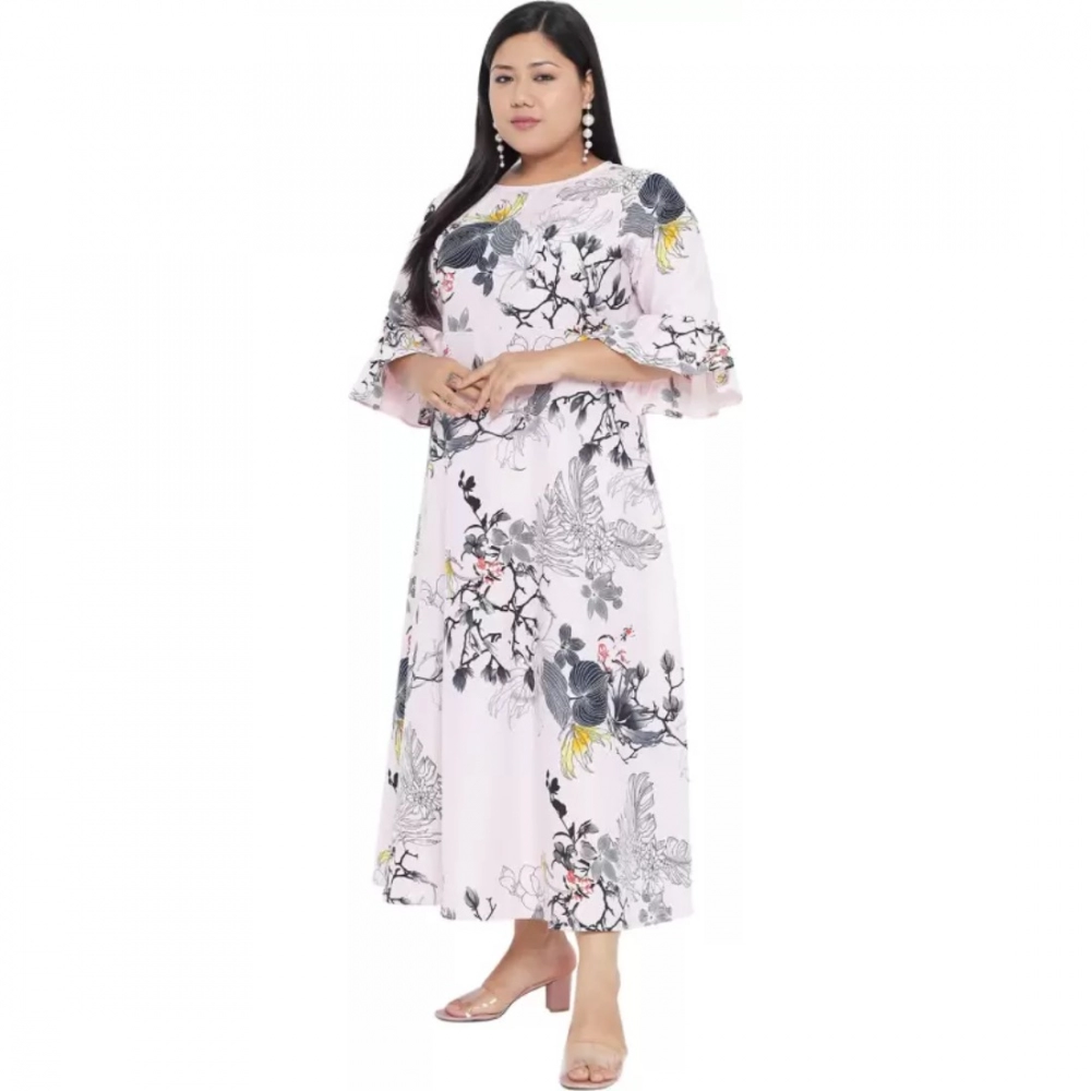 Women's Fit And Flare White Dress (Color:White, Material:Polyester) - Image 4
