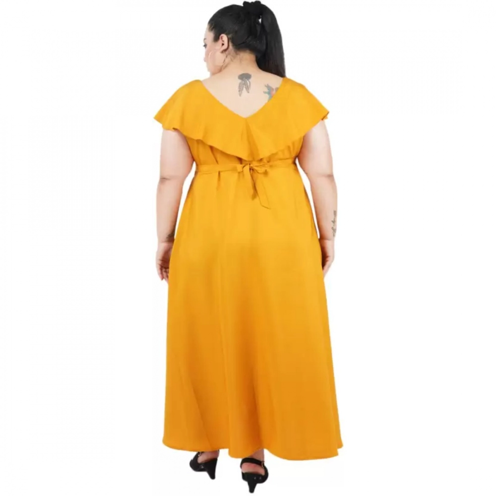 Women's Fit And Flare Yellow Dress (Color:Yellow, Material:Polyester) - Image 6