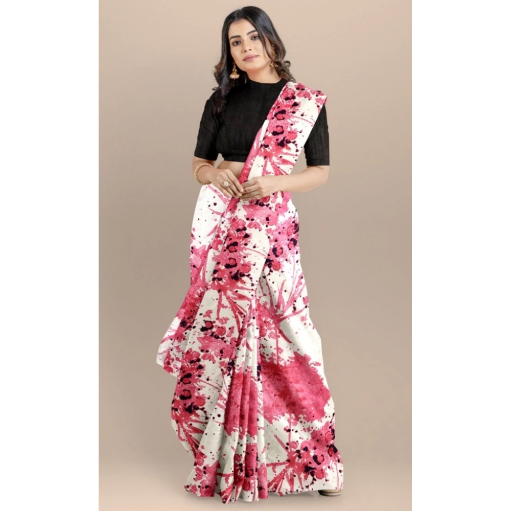 Women's Joya Silk Saree with Blouse (Pink, 5-6 Mtrs) - Image 4