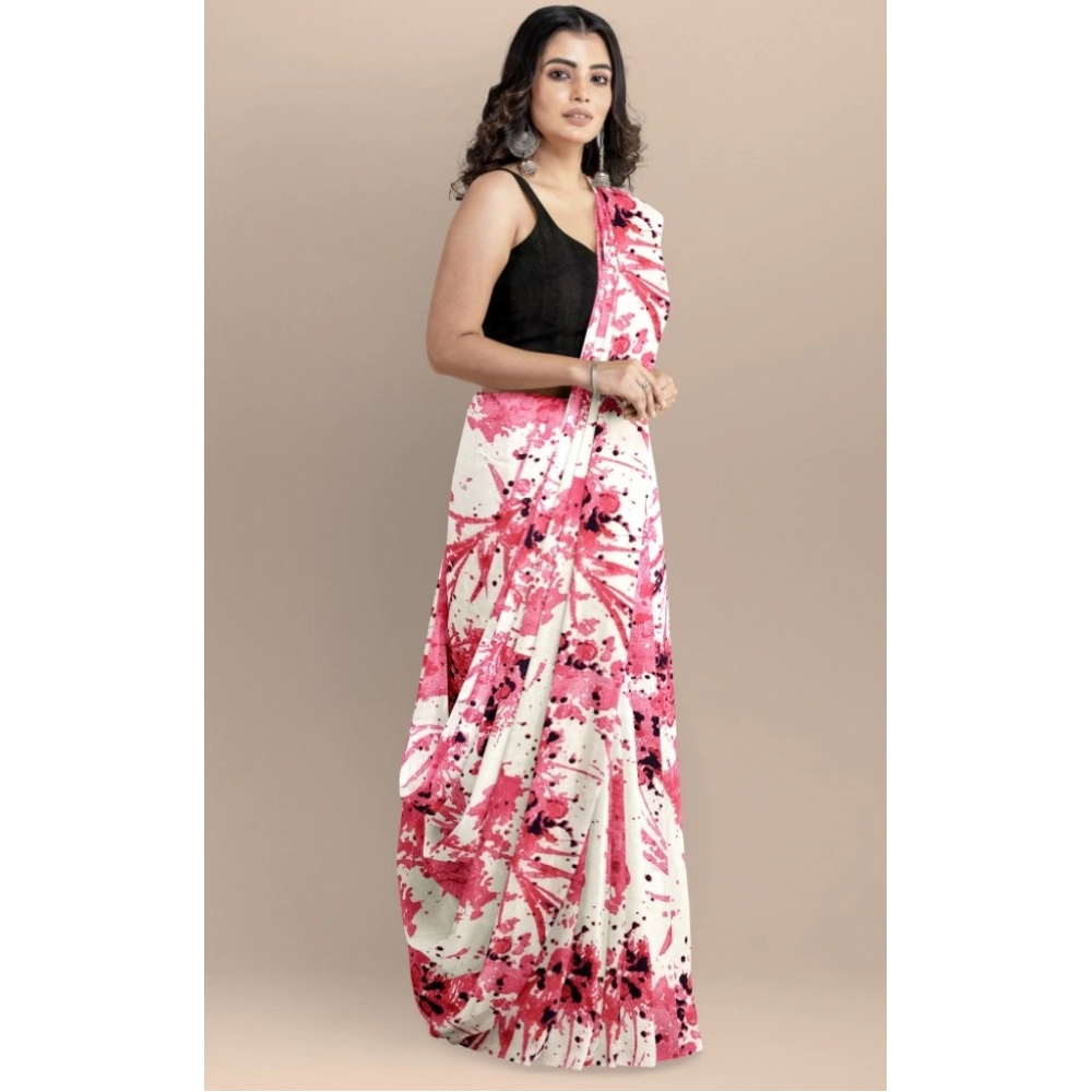Women's Joya Silk Saree with Blouse (Pink, 5-6 Mtrs) - Image 3