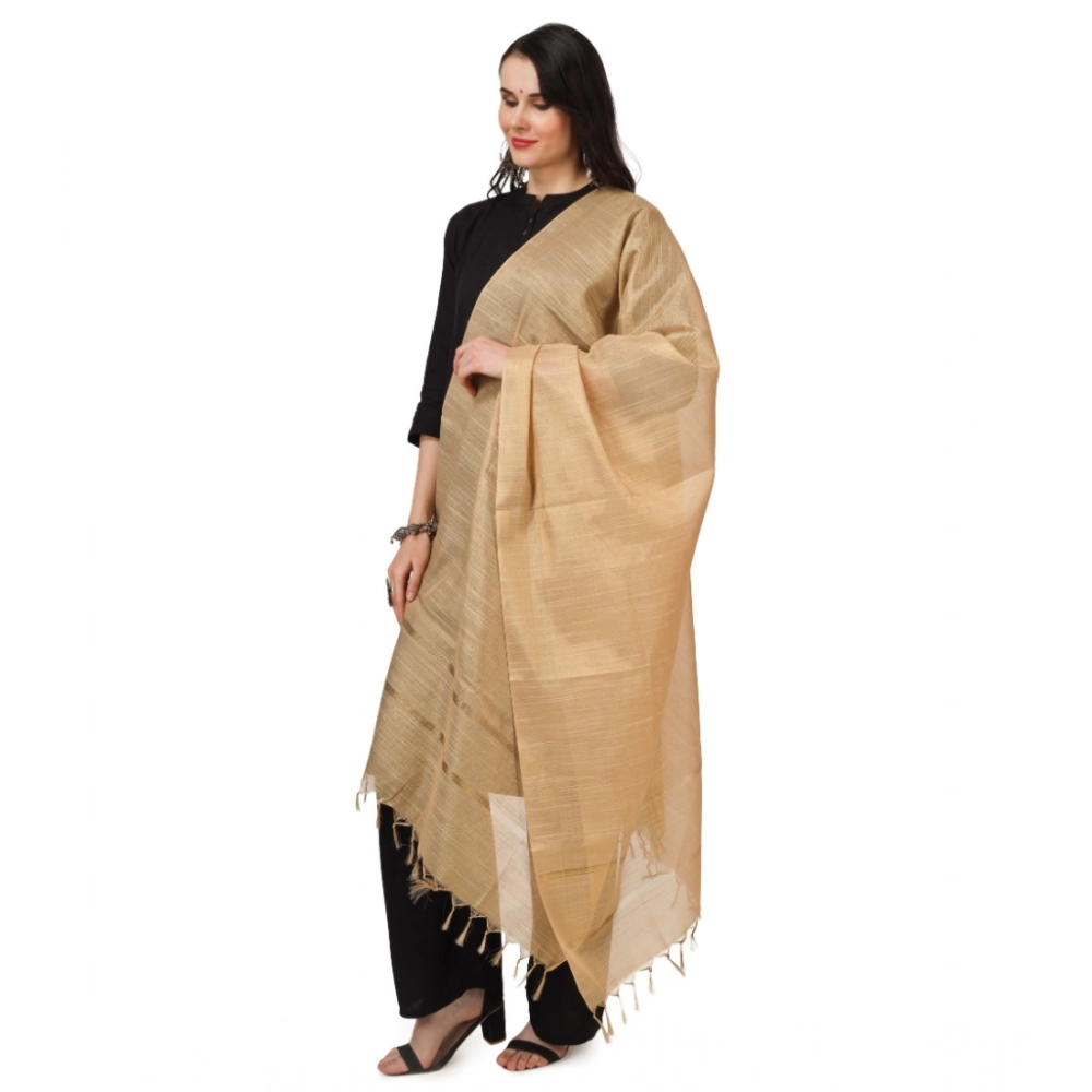 Women's Chanderi Solid Dupatta (Gold, Length: 2.25 to 2.50 Mtr) - Image 5