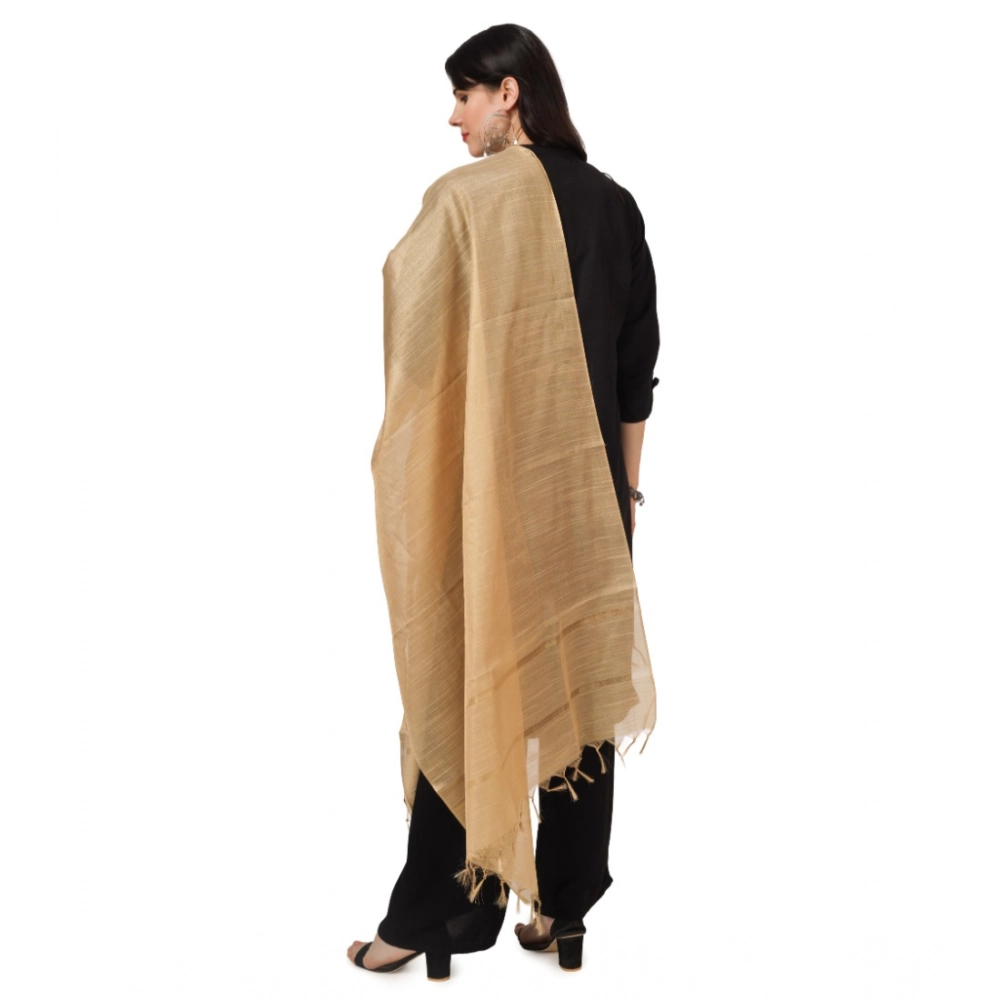 Women's Chanderi Solid Dupatta (Gold, Length: 2.25 to 2.50 Mtr) - Image 3