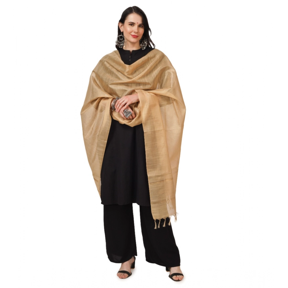 Women's Chanderi Solid Dupatta (Gold, Length: 2.25 to 2.50 Mtr) - Image 2