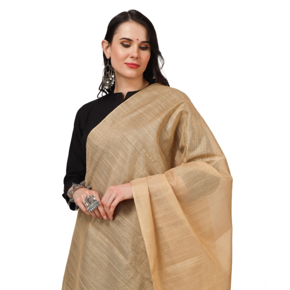 Women's Chanderi Solid Dupatta (Gold, Length: 2.25 to 2.50 Mtr) - Image 4