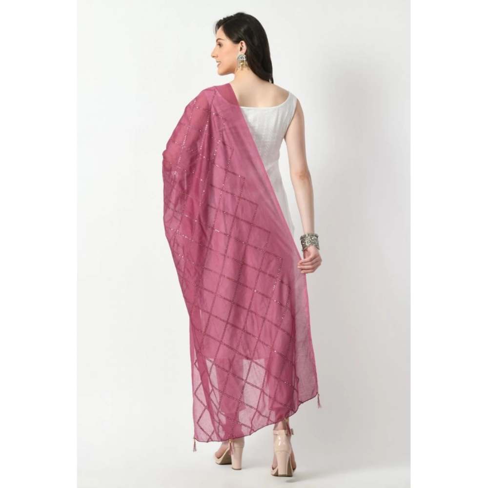 Women's Chanderi Self Design Dupatta (Levender, Length: Free Size) - Image 4