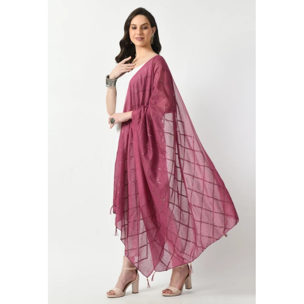 Women's Chanderi Self Design Dupatta (Levender, Length: Free Size) - Image 3