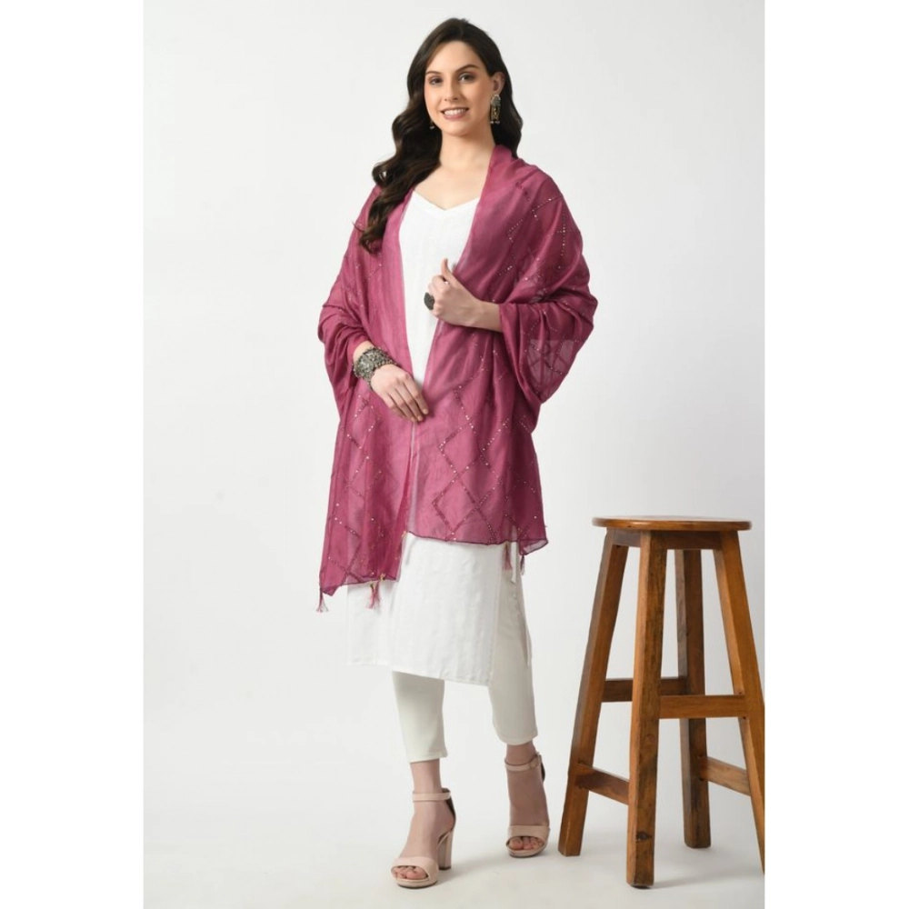 Women's Chanderi Self Design Dupatta (Levender, Length: Free Size) - Image 2
