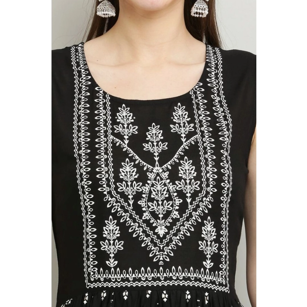 Women's Casual Rayon Sleeveless Kurti (Black) - Image 5