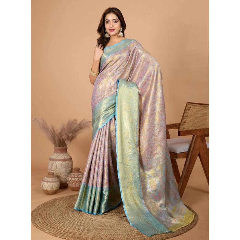 Women's Jacquard Saree With Unstitched Blouse 5.5Mtr (Multicolor)