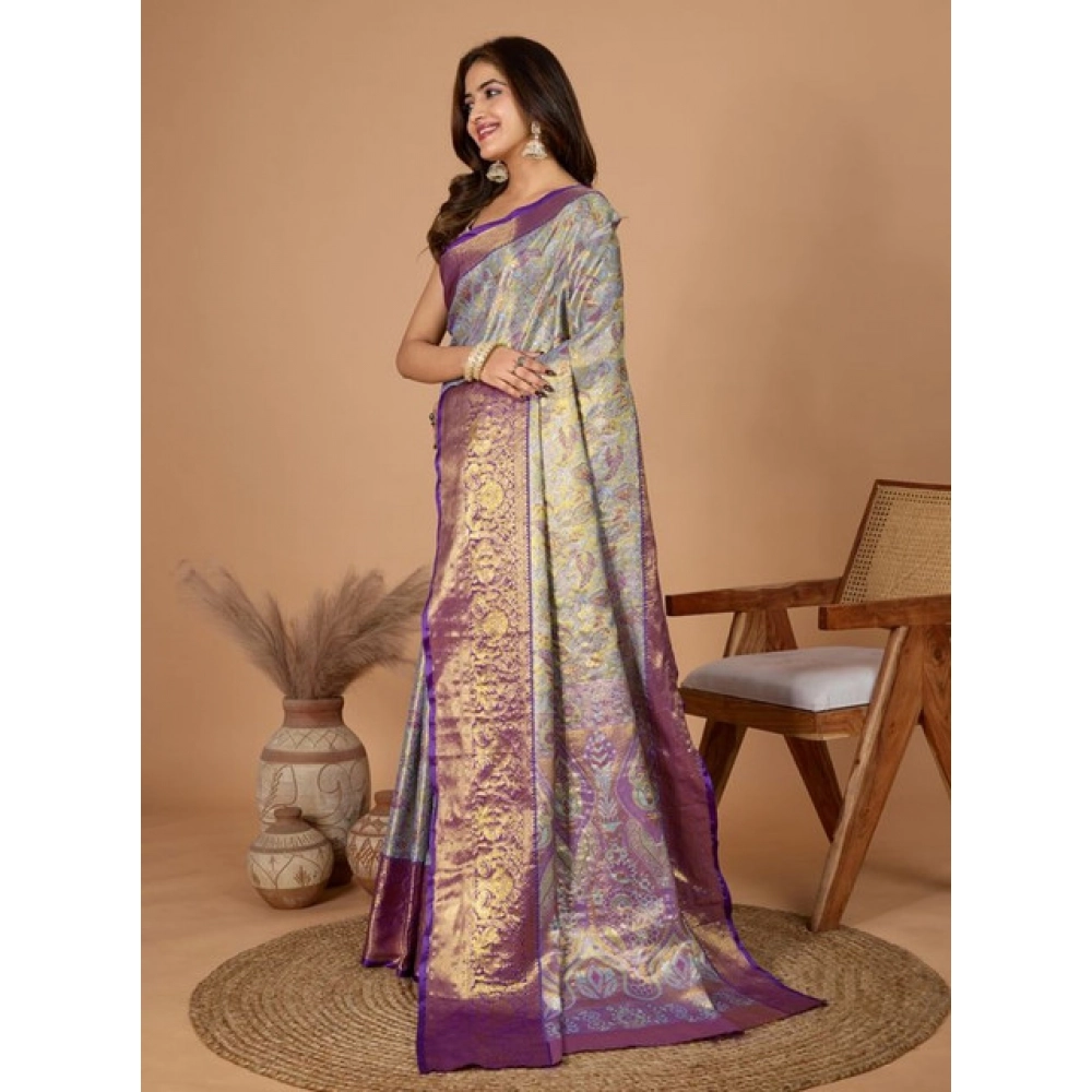 Women's Jacquard Saree With Unstitched Blouse 5.5Mtr (Multicolor)