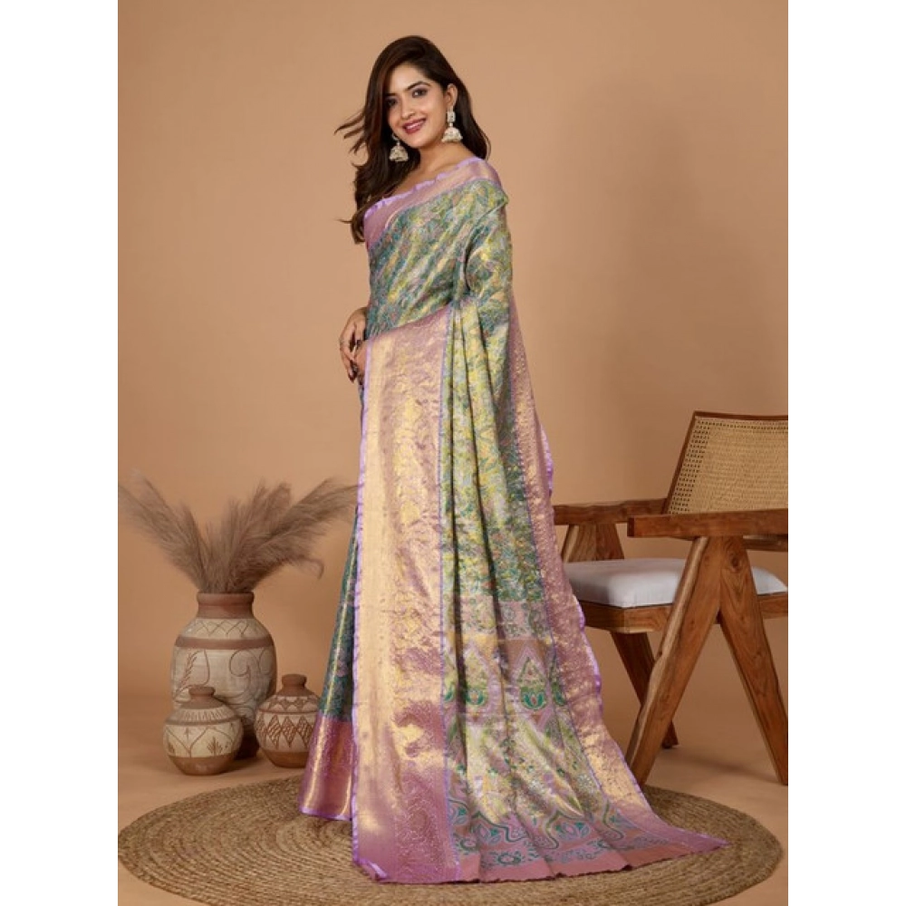 Women's Jacquard Saree With Unstitched Blouse 5.5Mtr (Multicolor)