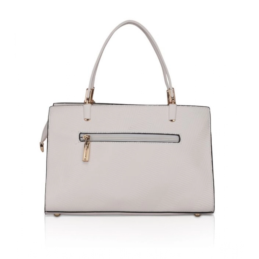 Women's Faux Leather Textured Adjustable Long Belt Handbag (White) - Image 4
