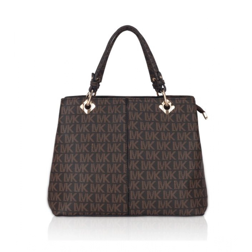 Women's Faux Leather Printed Handheld Bag (Brown)