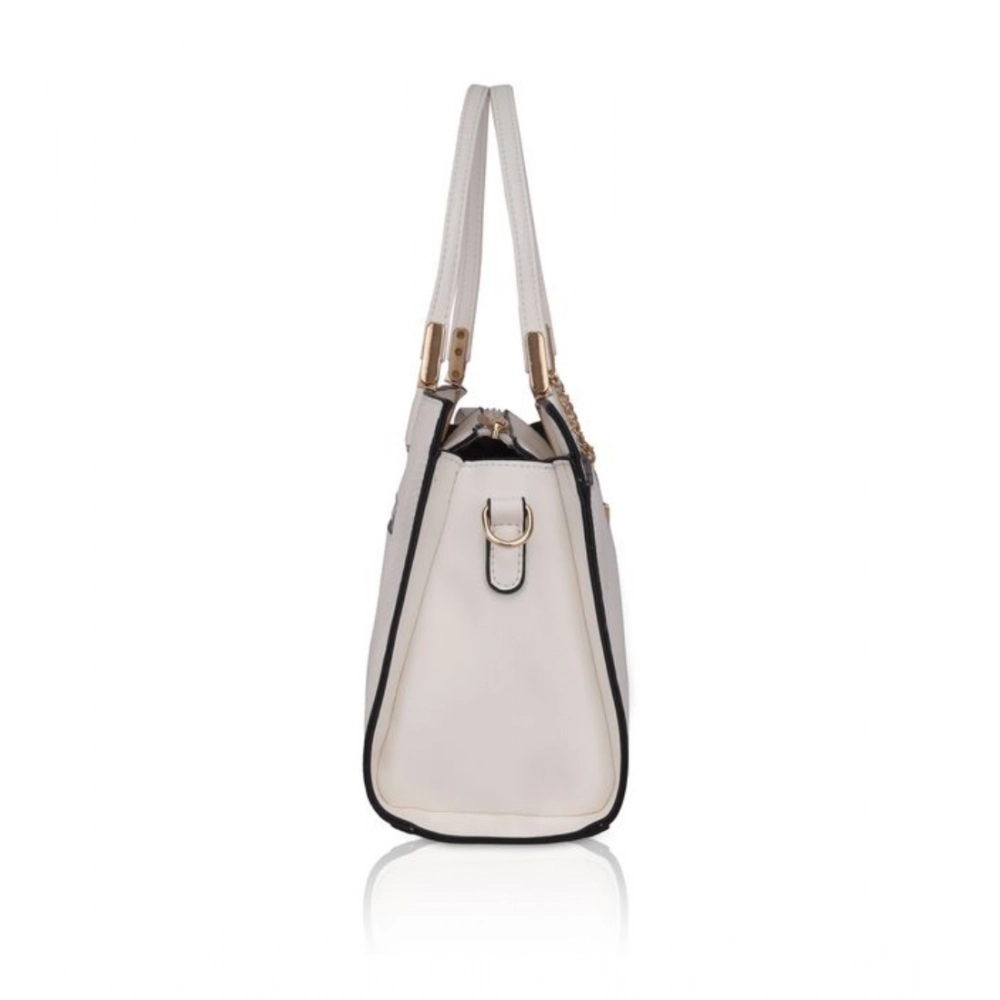 Women's Faux Leather Textured Adjustable Long Belt Handbag (White) - Image 5